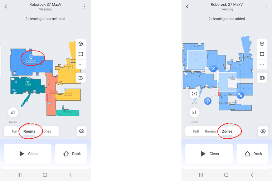 Уборка одной комнаты или уборка отдельной зоны задается в приложении Roborock S7 MaxV Ultra. 